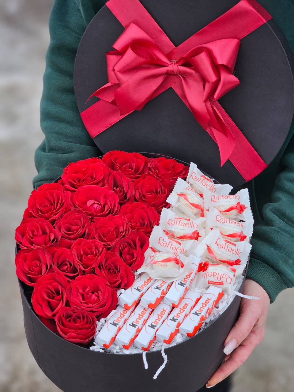 Коробка розы + рафаэлло