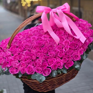 Акция! 201 красная роза в корзине
