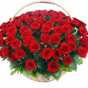 Корзина траурная из 80 роз