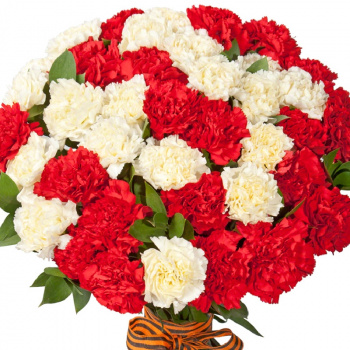 Букет траурный из белых и красных гвоздик